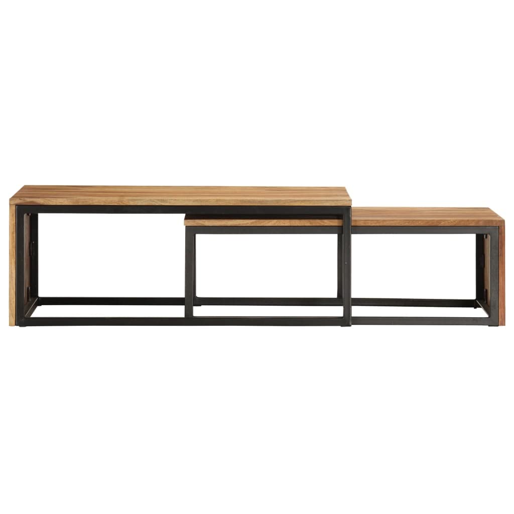 2 Pcs Solid Sheesham Wood Nesting Tables D5031
