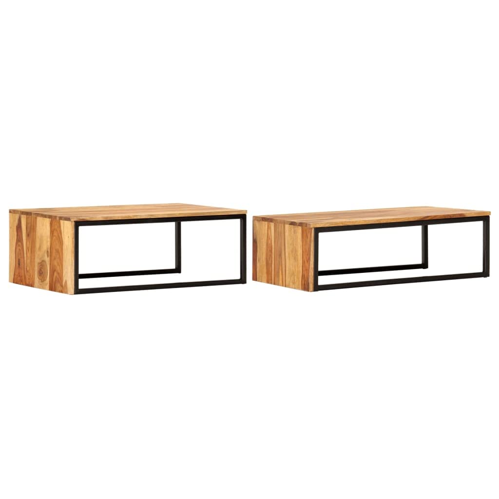 2 Pcs Solid Sheesham Wood Nesting Tables D5031