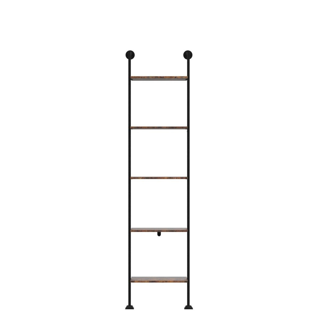 5-Tier Ladder Shelf Black Metal Frame Rustic Brown U271696