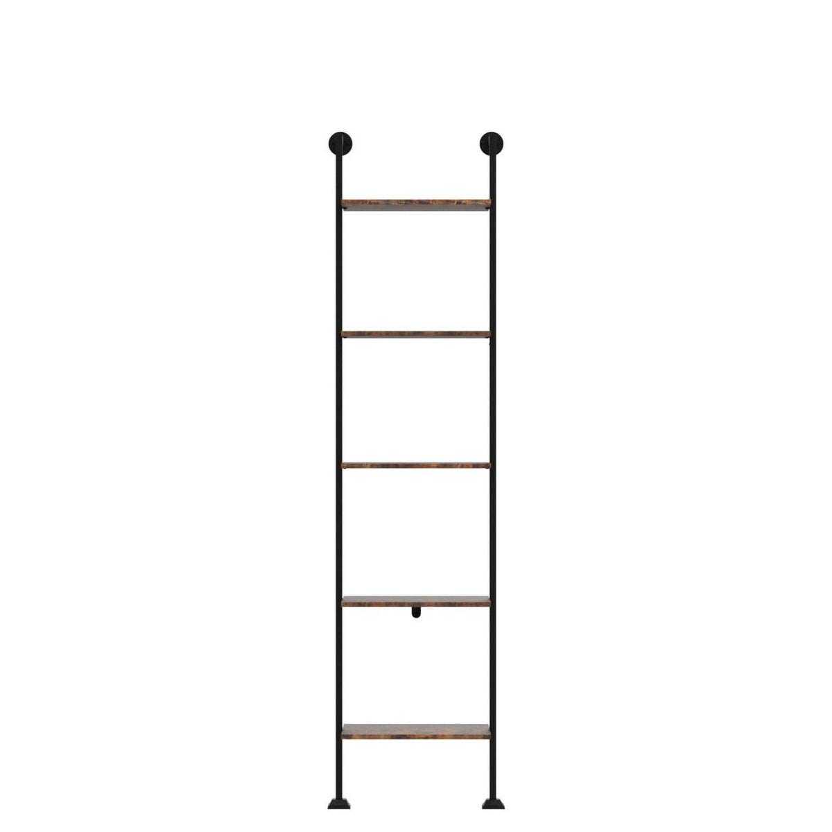 5-Tier Ladder Shelf Black Metal Frame Rustic Brown U271696
