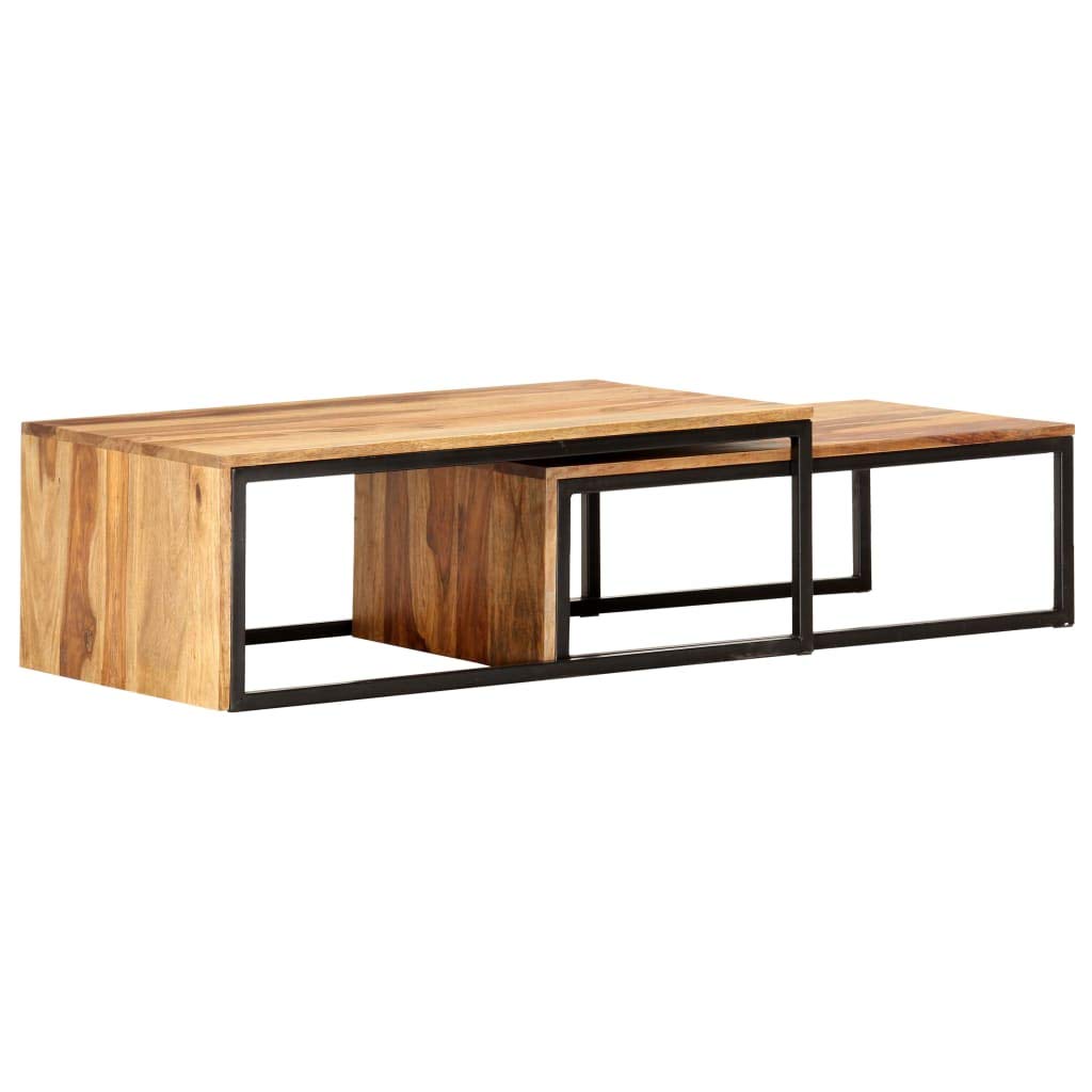2 Pcs Solid Sheesham Wood Nesting Tables D5031