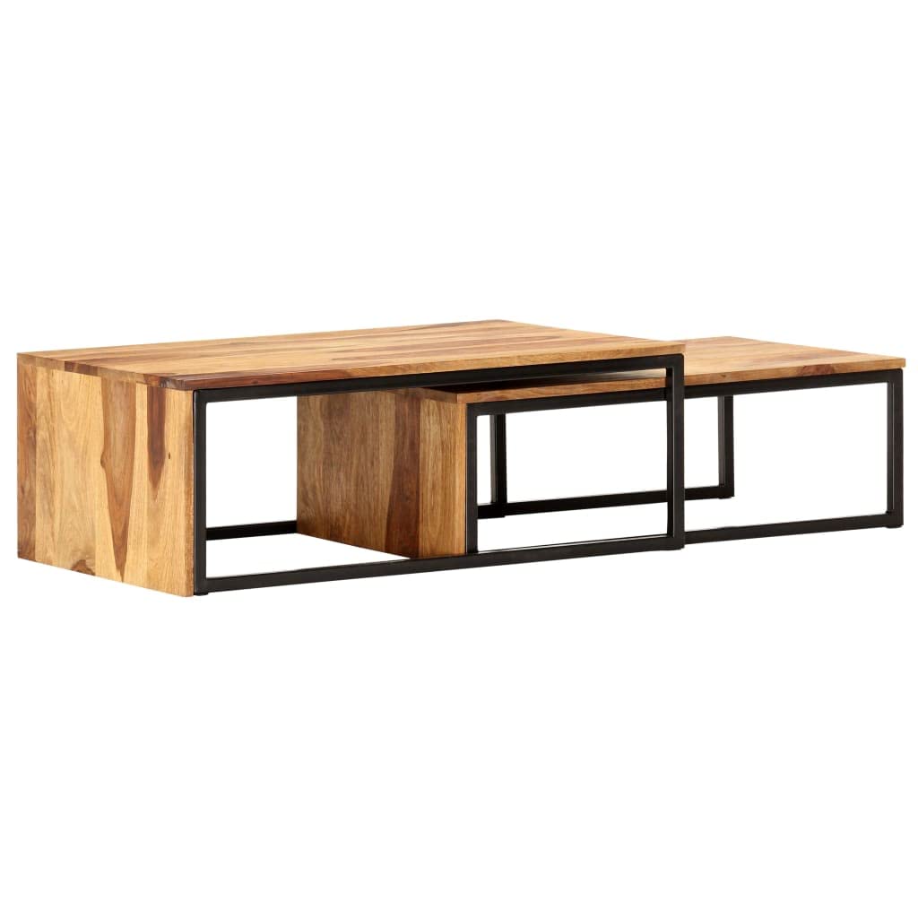 2 Pcs Solid Sheesham Wood Nesting Tables D5031