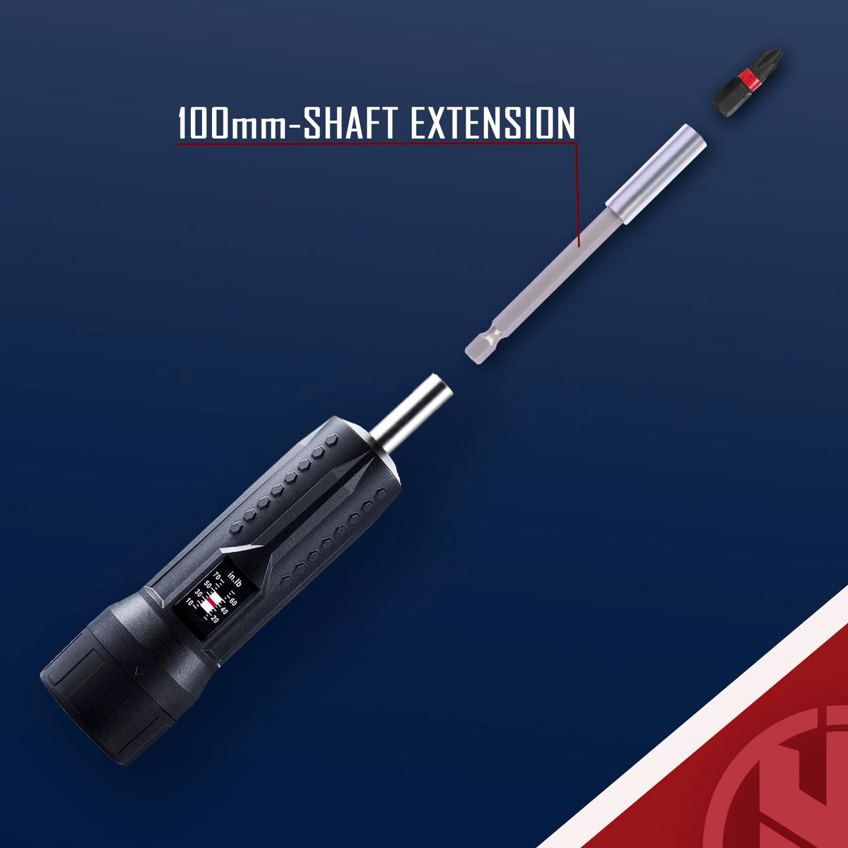 Torque Screwdriver Wrench Set 10-70 Inch Pounds with T-bar Handle, 40 Hex Bits, 1/4" Socket, Black H736258