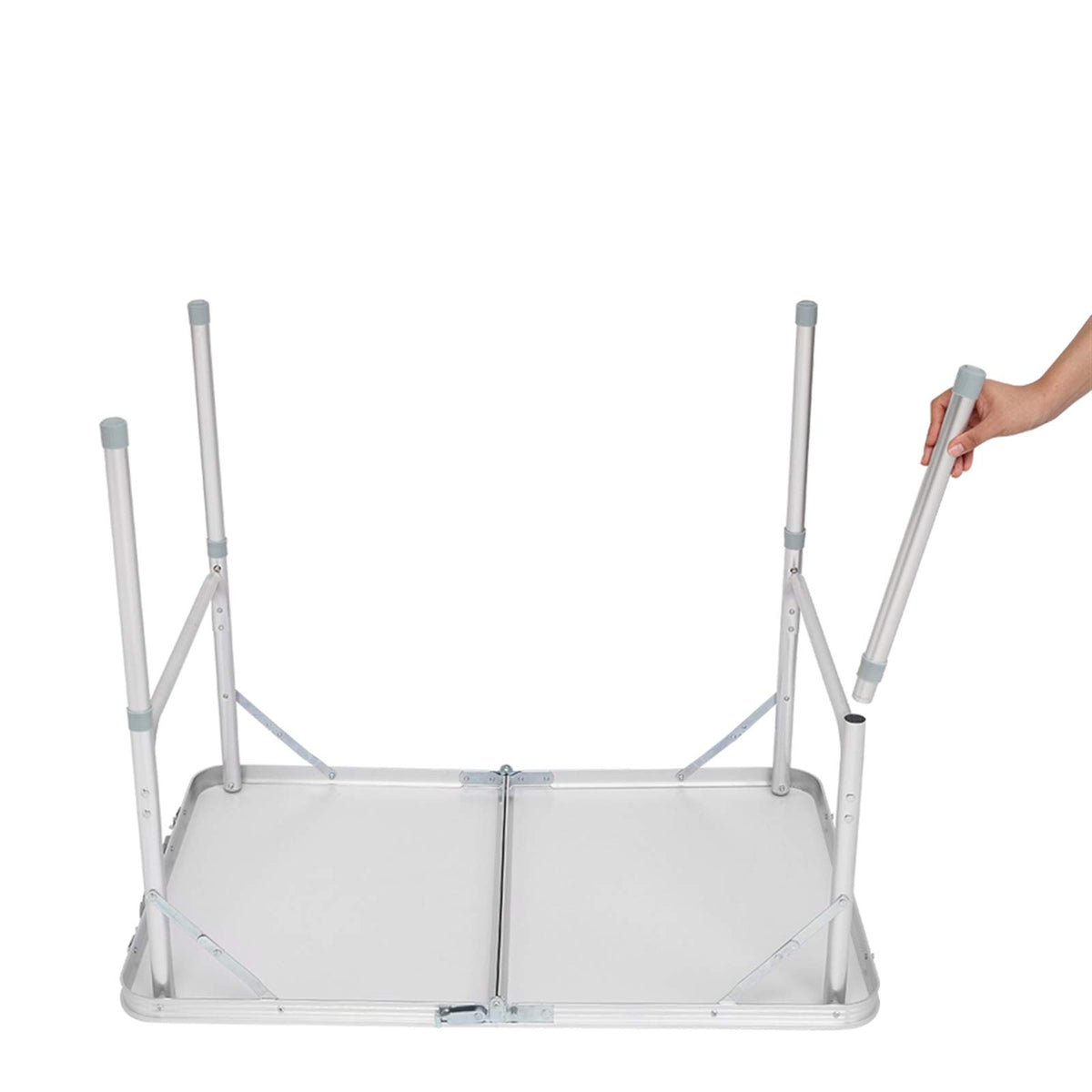 Aluminum Portable Folding Camping Table Adjustable Height Lightweight White N1656