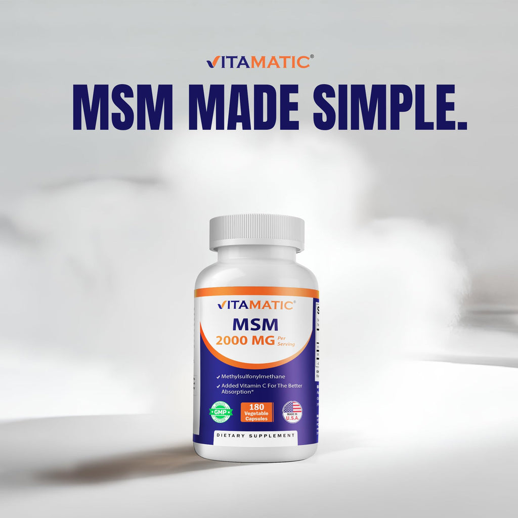 MSM 2000 mg with Vitamin C 180 Veg Capsules 2 Pack O10383