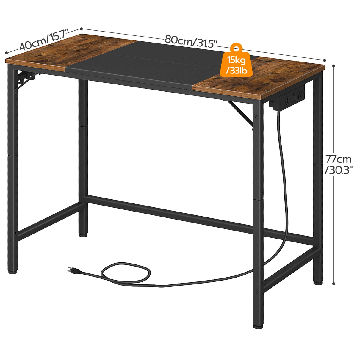 31.5 Inch Computer Desk with Power Outlet and USB Charging Ports O402428