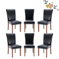 Black Upholstered Dining Chairs Set of 6 with Wood Legs Y19955
