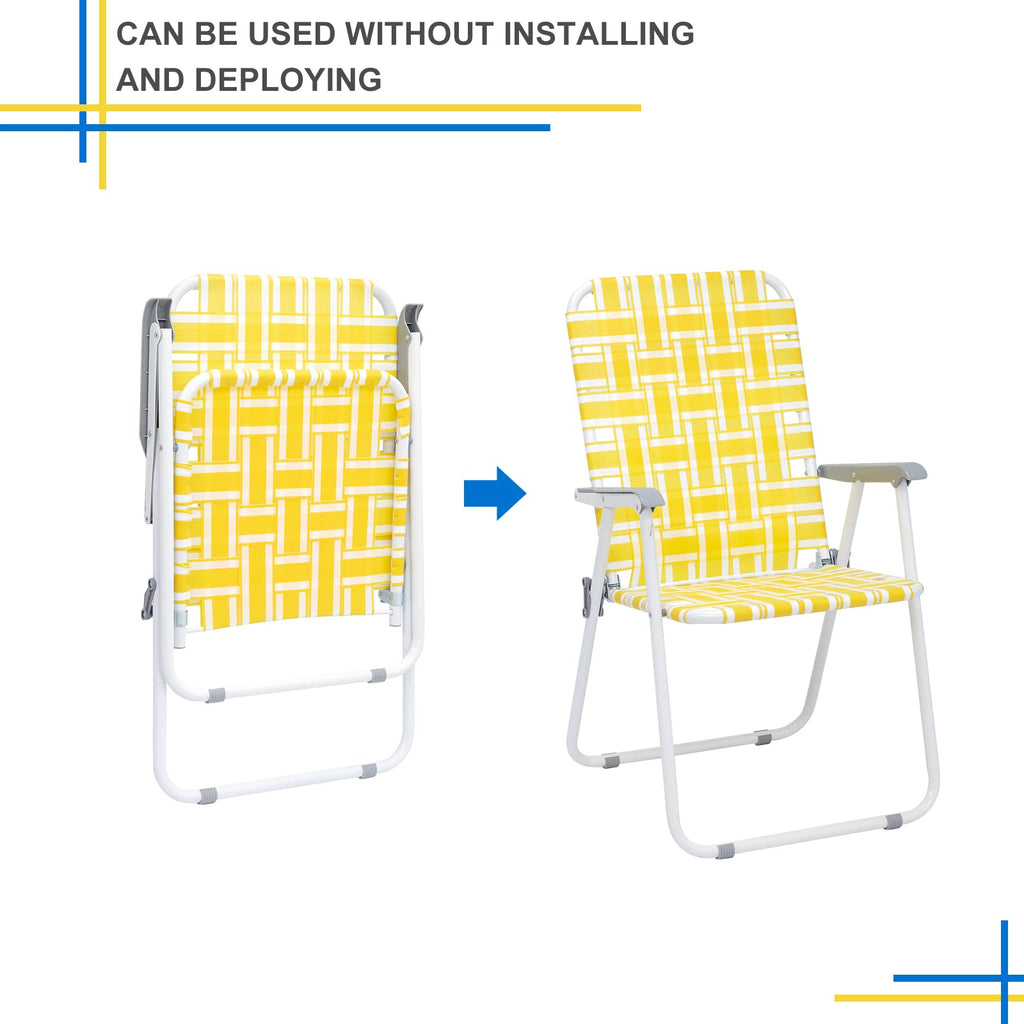 Set of 2 Yellow & White Webbed Folding Chairs S72830