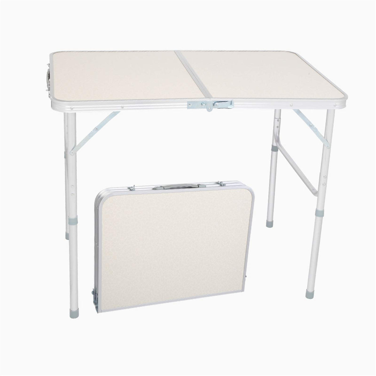 Aluminum Portable Folding Camping Table Adjustable Height Lightweight White N1656
