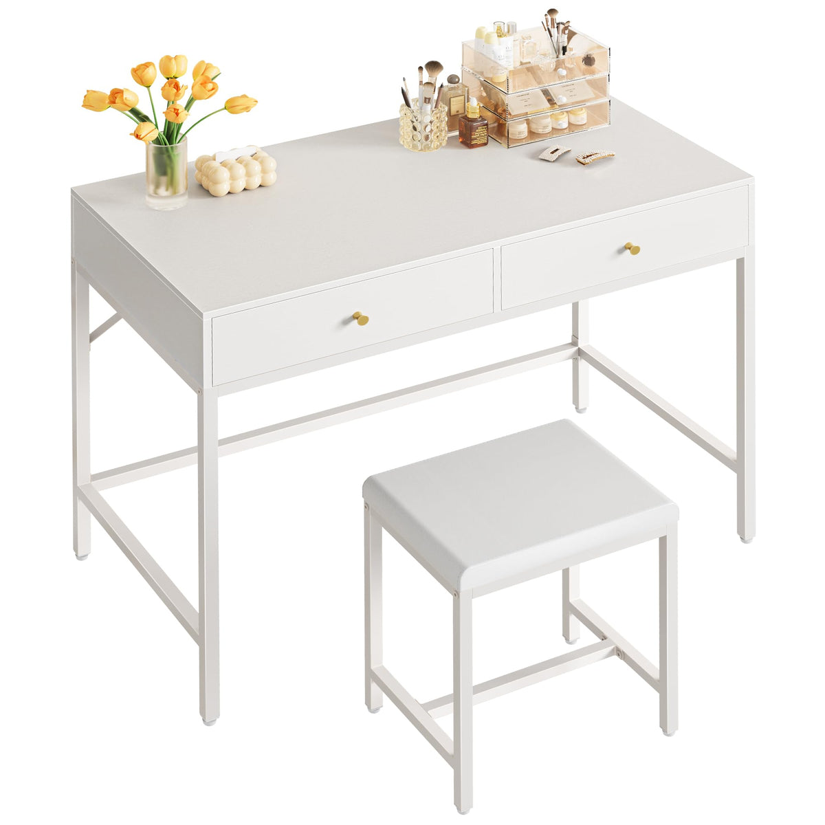 White Desk with 2 Drawers G94402
