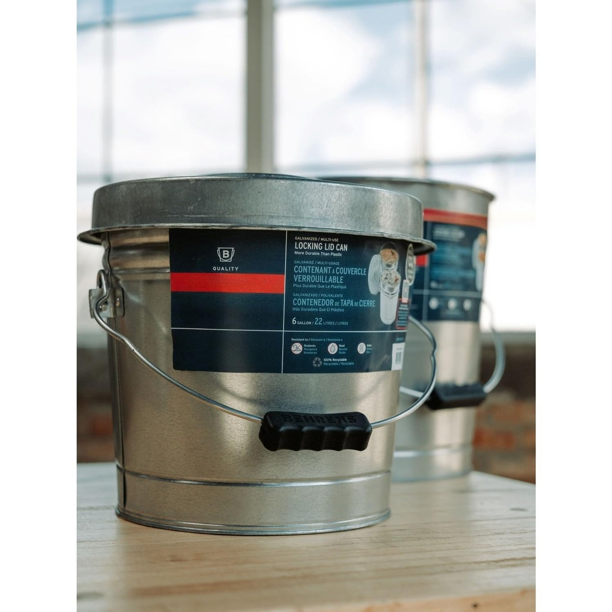 Galvanized Steel Locking Lid Storage Can 6-Gallon B428