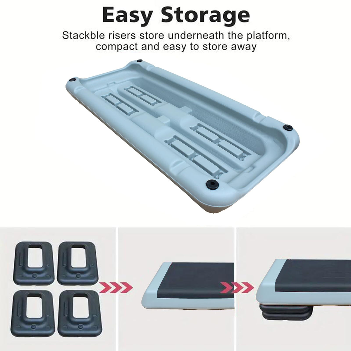 Adjustable Aerobic Exercise Step Platform with 2/4 Stackable Risers N95113