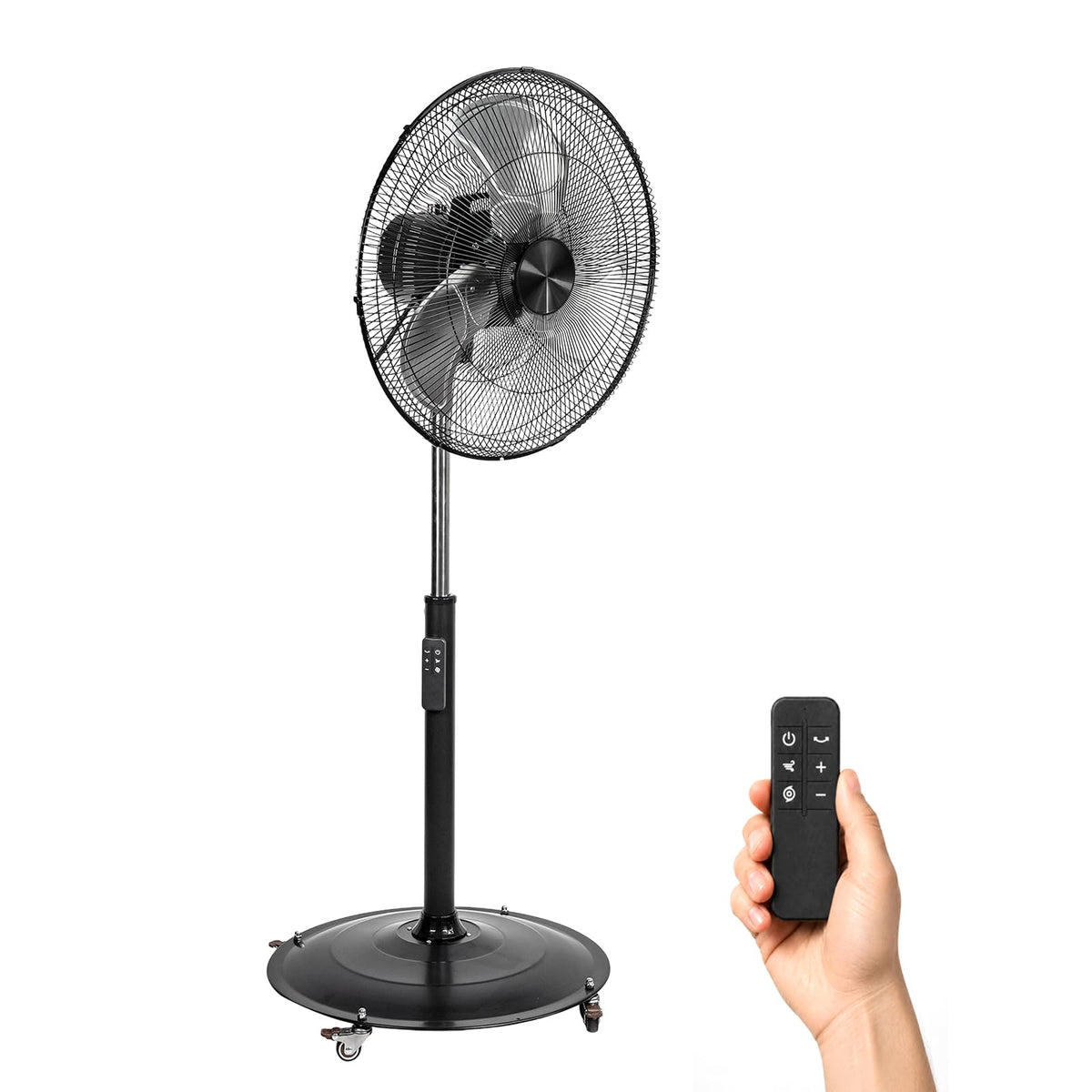 18" Black Oscillating Pedestal Fan with Remote C419190