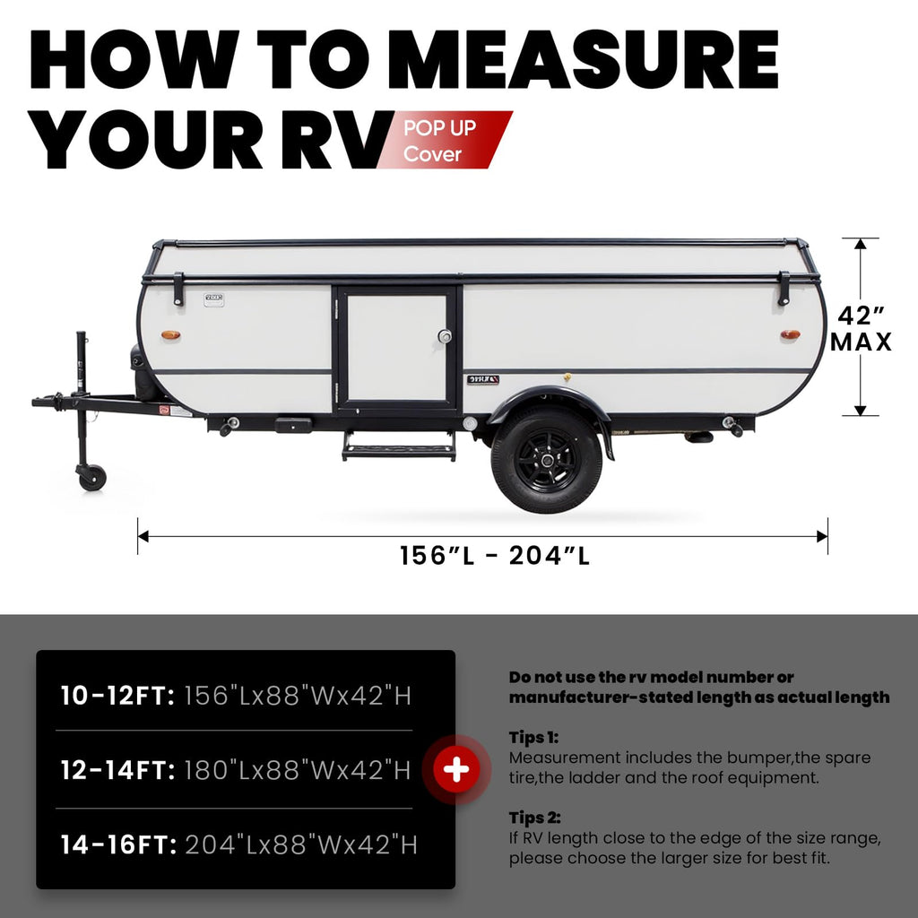 RV Cover Fits 14-16ft Pop Up Folding Campers H403696