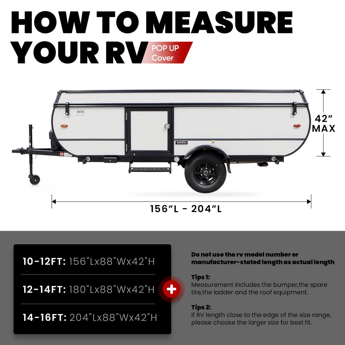 RV Cover Fits 14-16ft Pop Up Folding Campers H403696