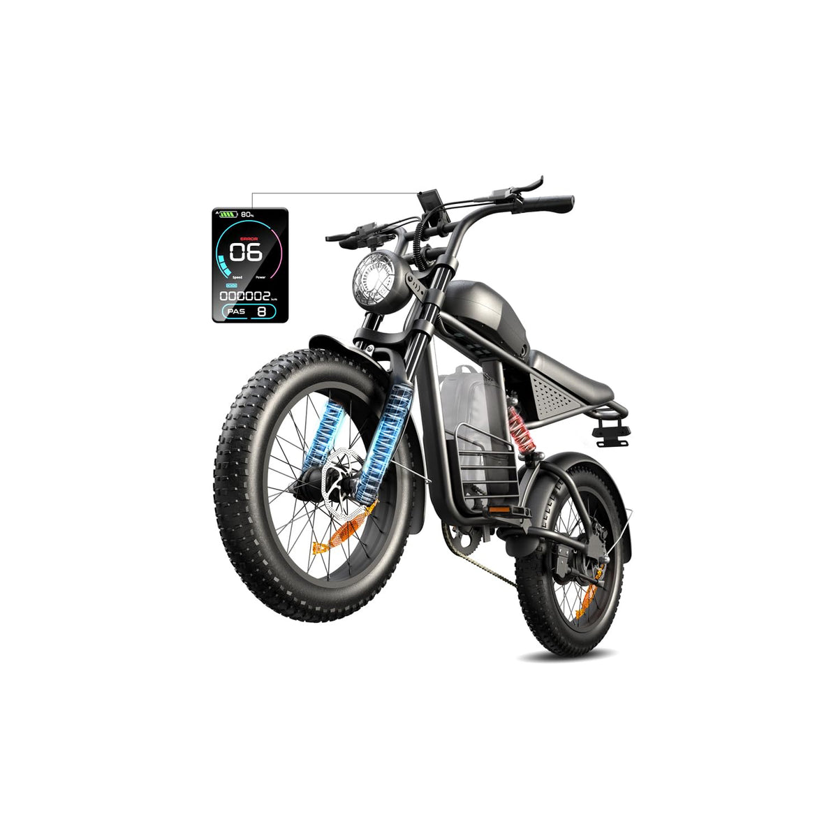 1000W Electric Bike 48V 15Ah 20" Fat Tire 7-Speed T580445