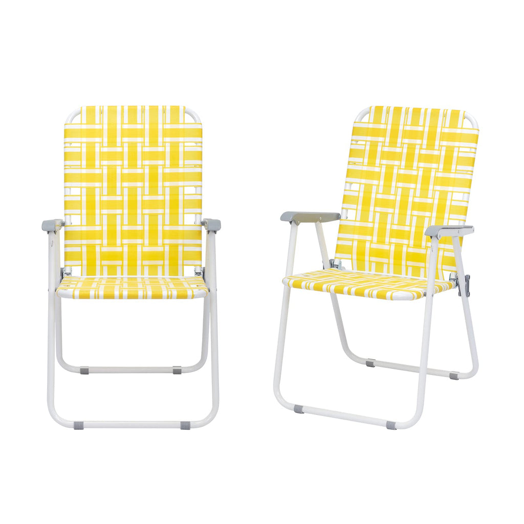 Set of 2 Yellow & White Webbed Folding Chairs S72830