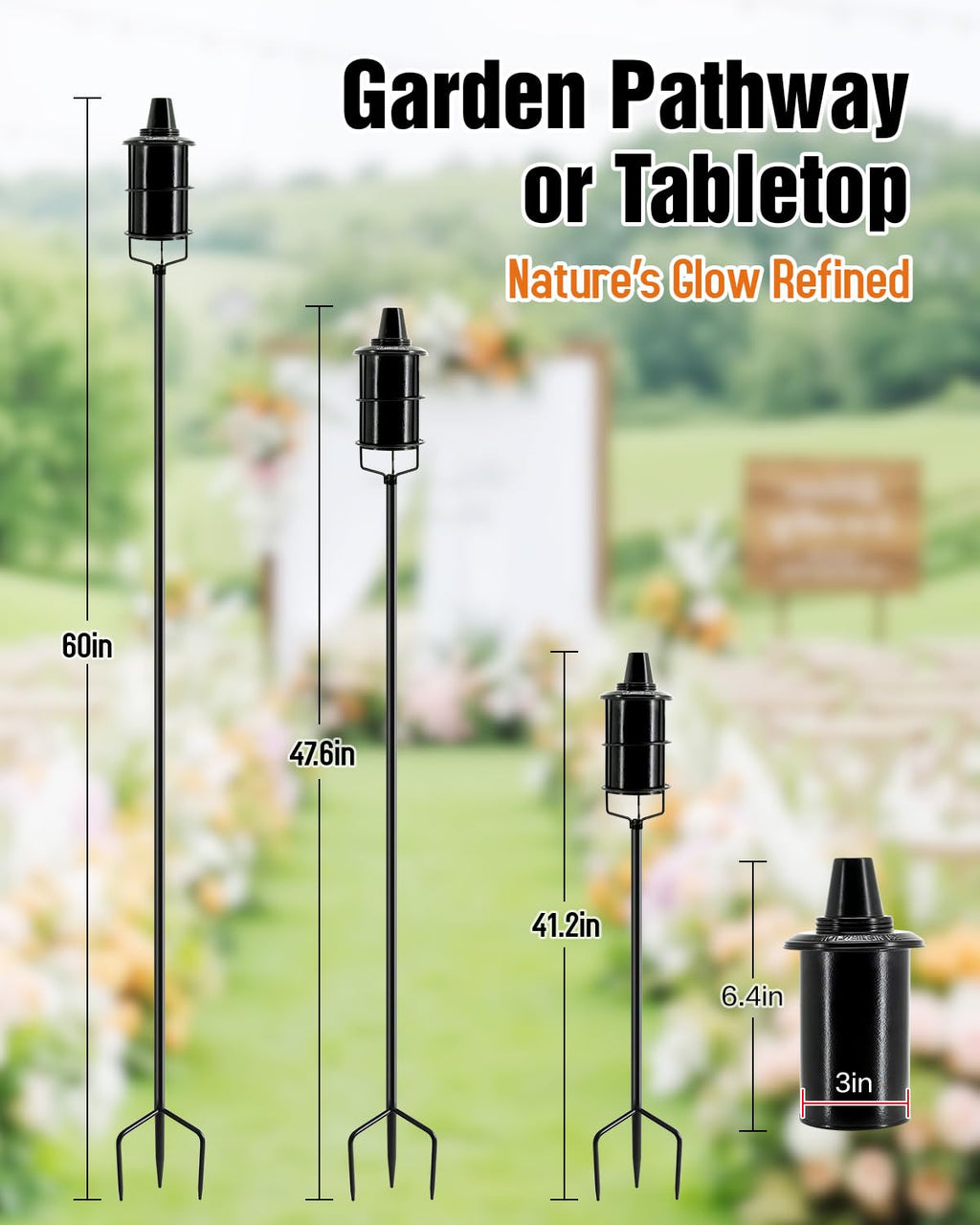 4 Pcs 59In 16oz Metal Citronella Torches O35036