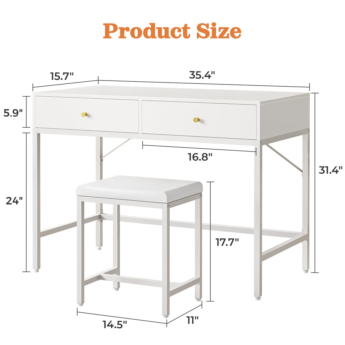 White Desk with 2 Drawers G94402