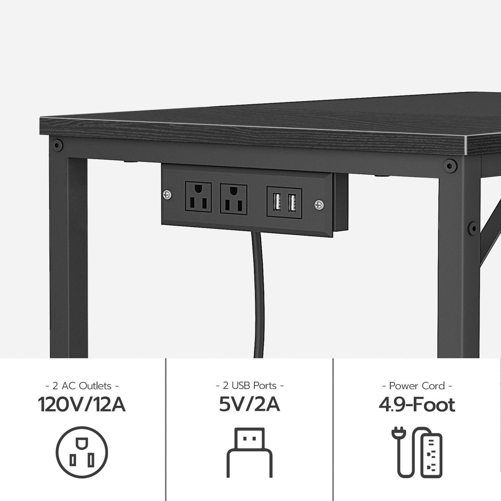 31.5 Inch Computer Desk with Power Outlet and USB Charging Ports O402428