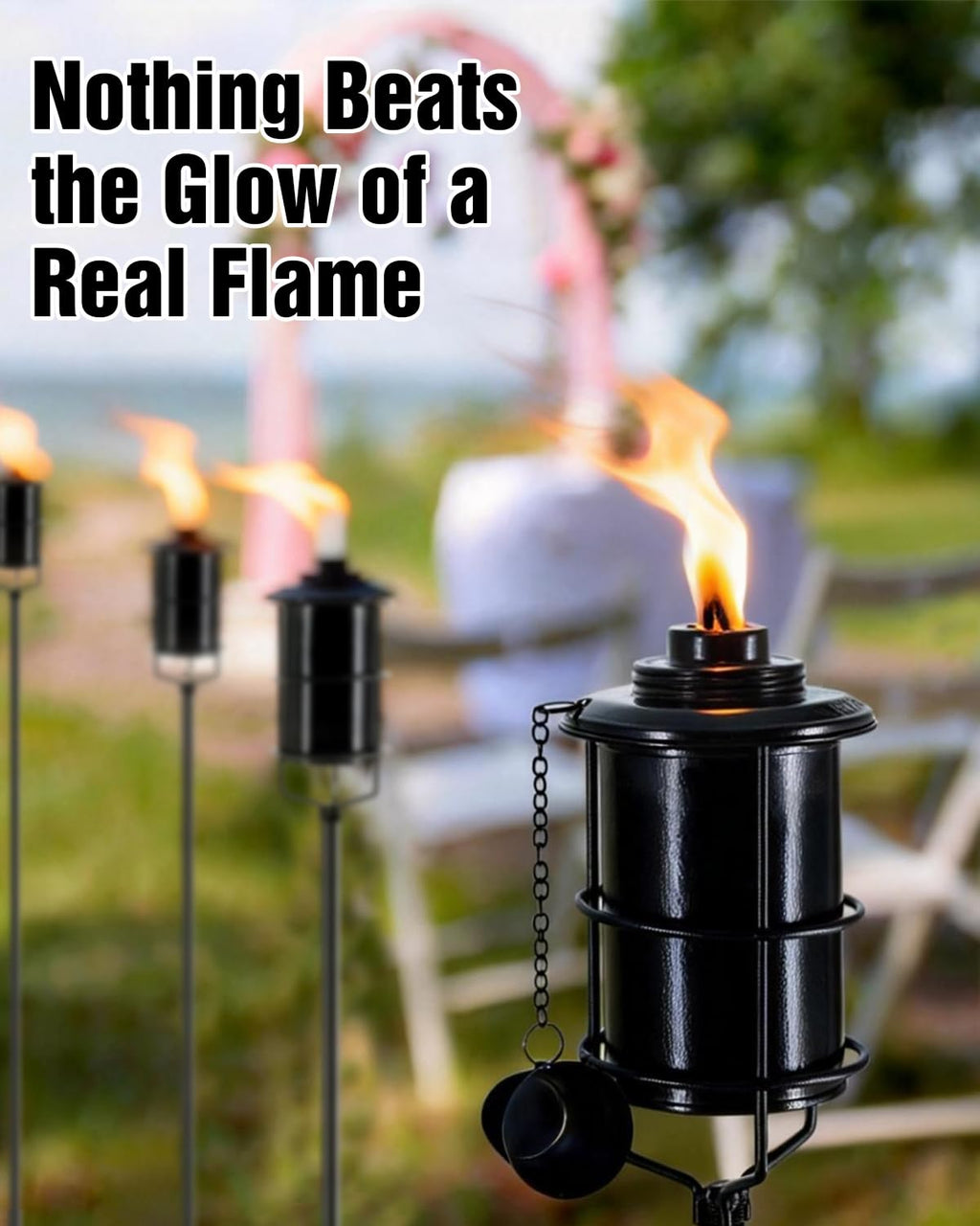 4 Pcs 59In 16oz Metal Citronella Torches O35036