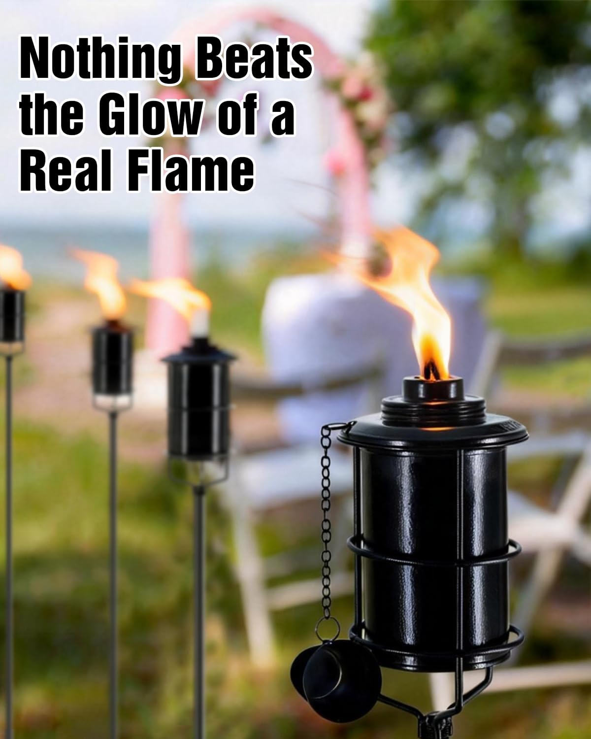 4 Pcs 59In 16oz Metal Citronella Torches O35036