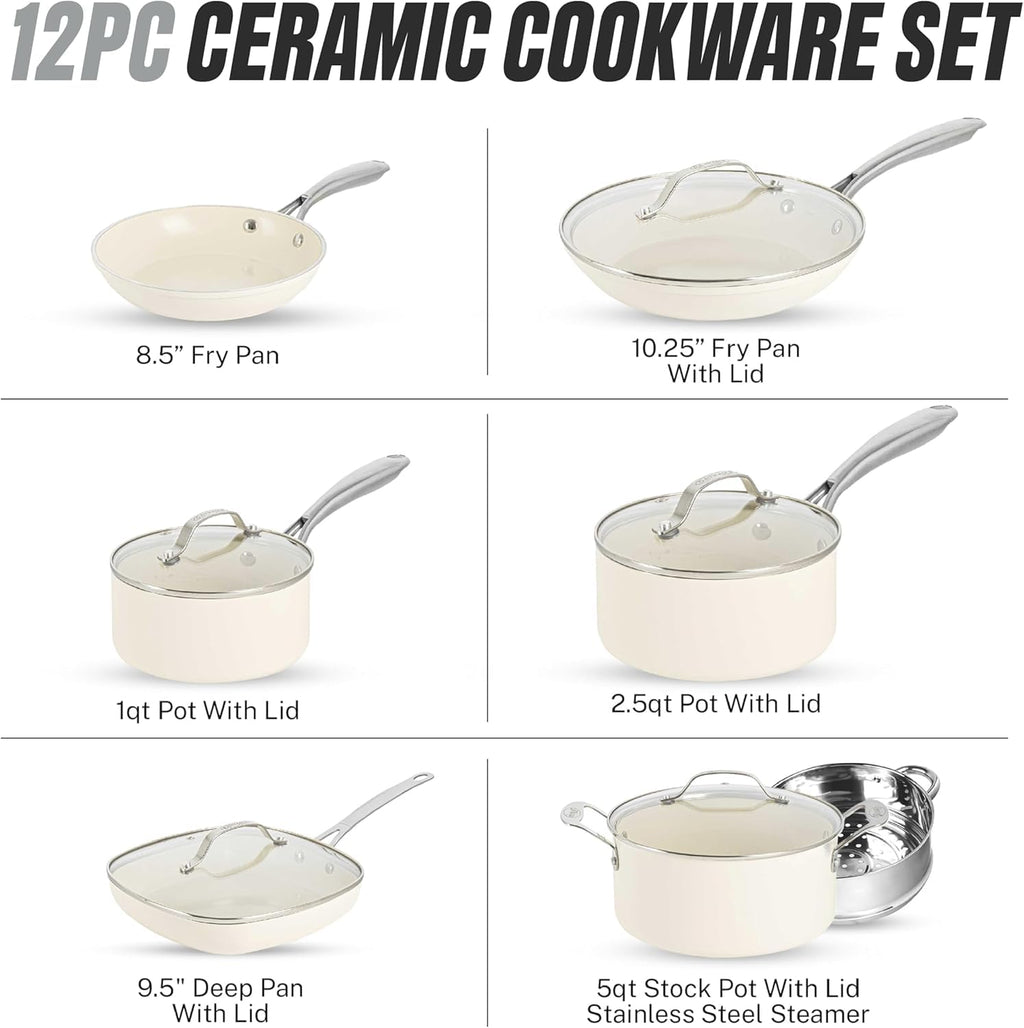 12 Pc Ceramic Cookware Set A9568