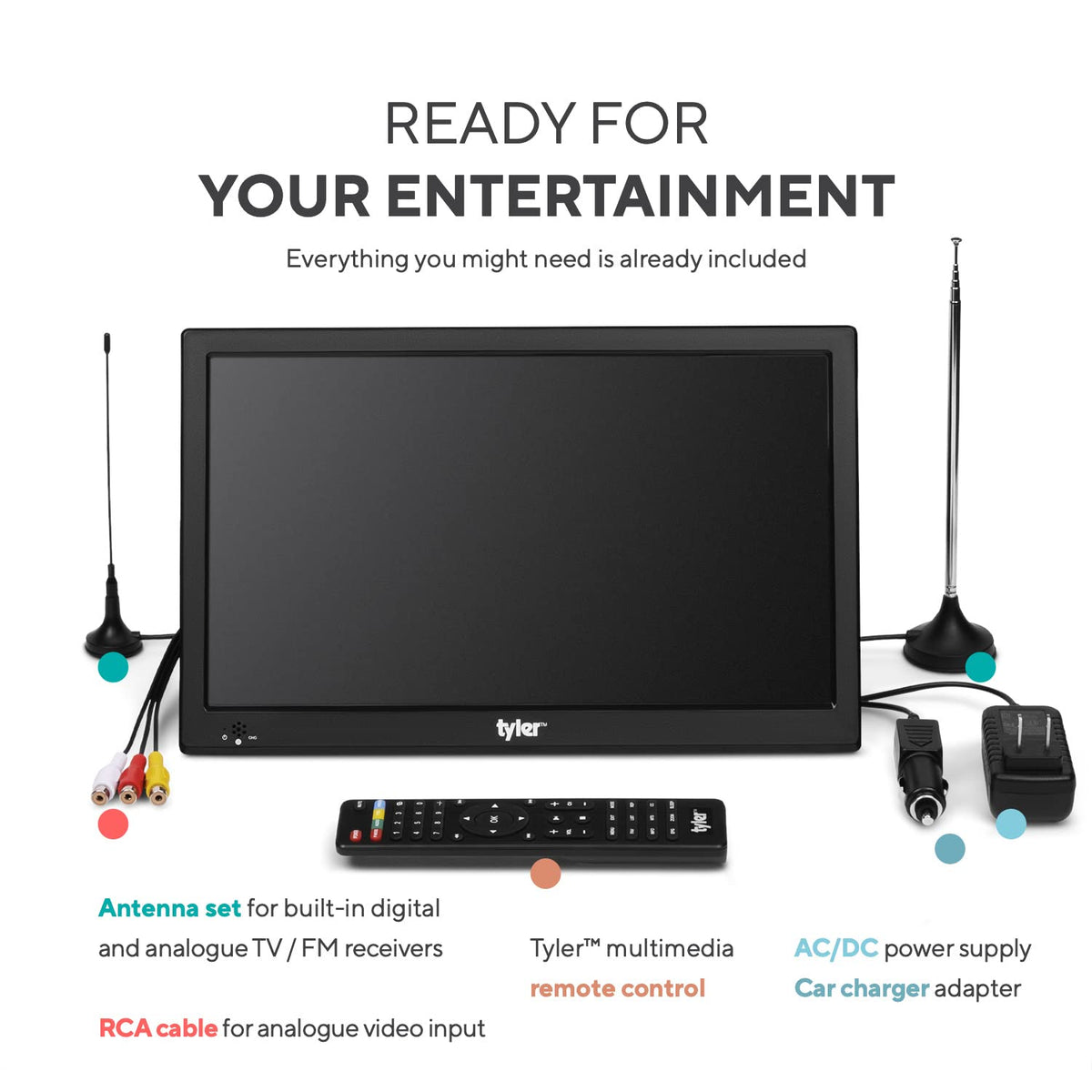 Portable TV LCD Monitor Battery Powered Wireless Capability HD-TV E96524
