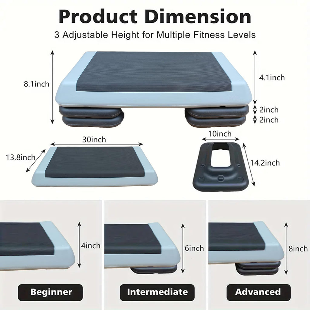 Adjustable Aerobic Exercise Step Platform with 2/4 Stackable Risers N95113