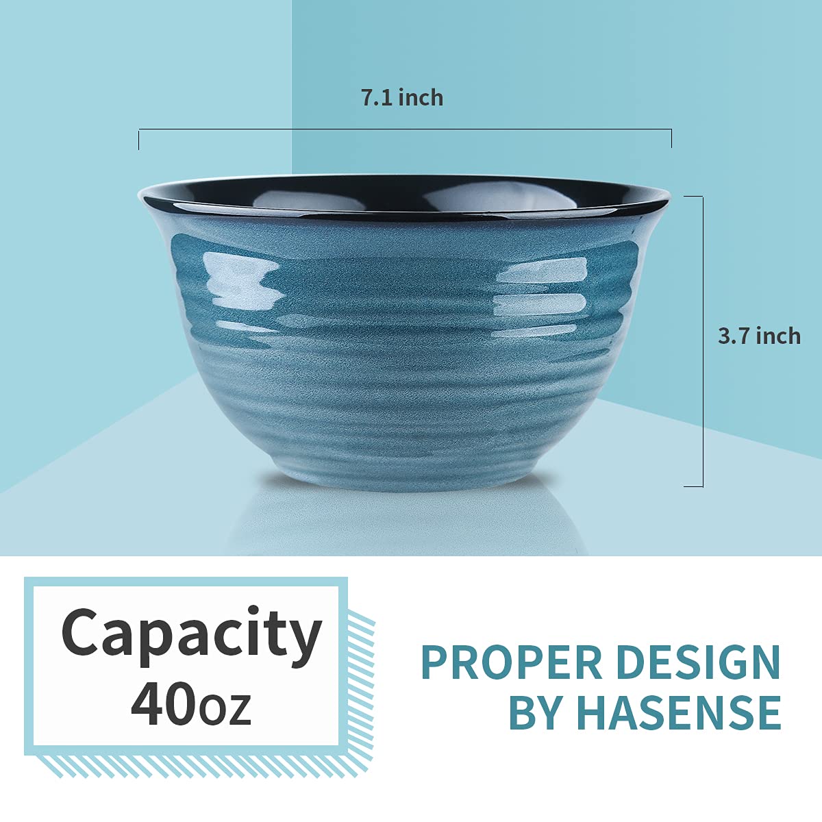 40 Ounce 7 Inch Ceramic Soup Bowls Set of 4 W762