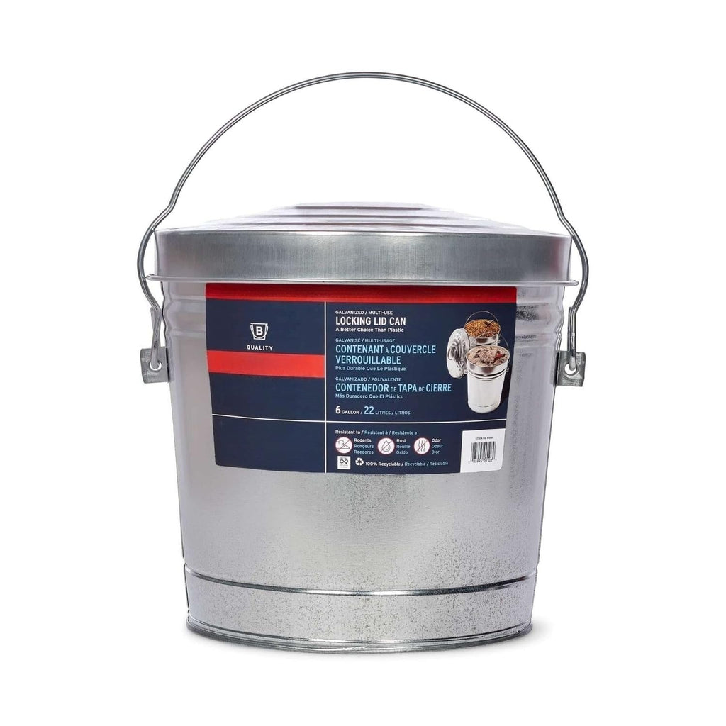 Galvanized Steel Locking Lid Storage Can 6-Gallon B428