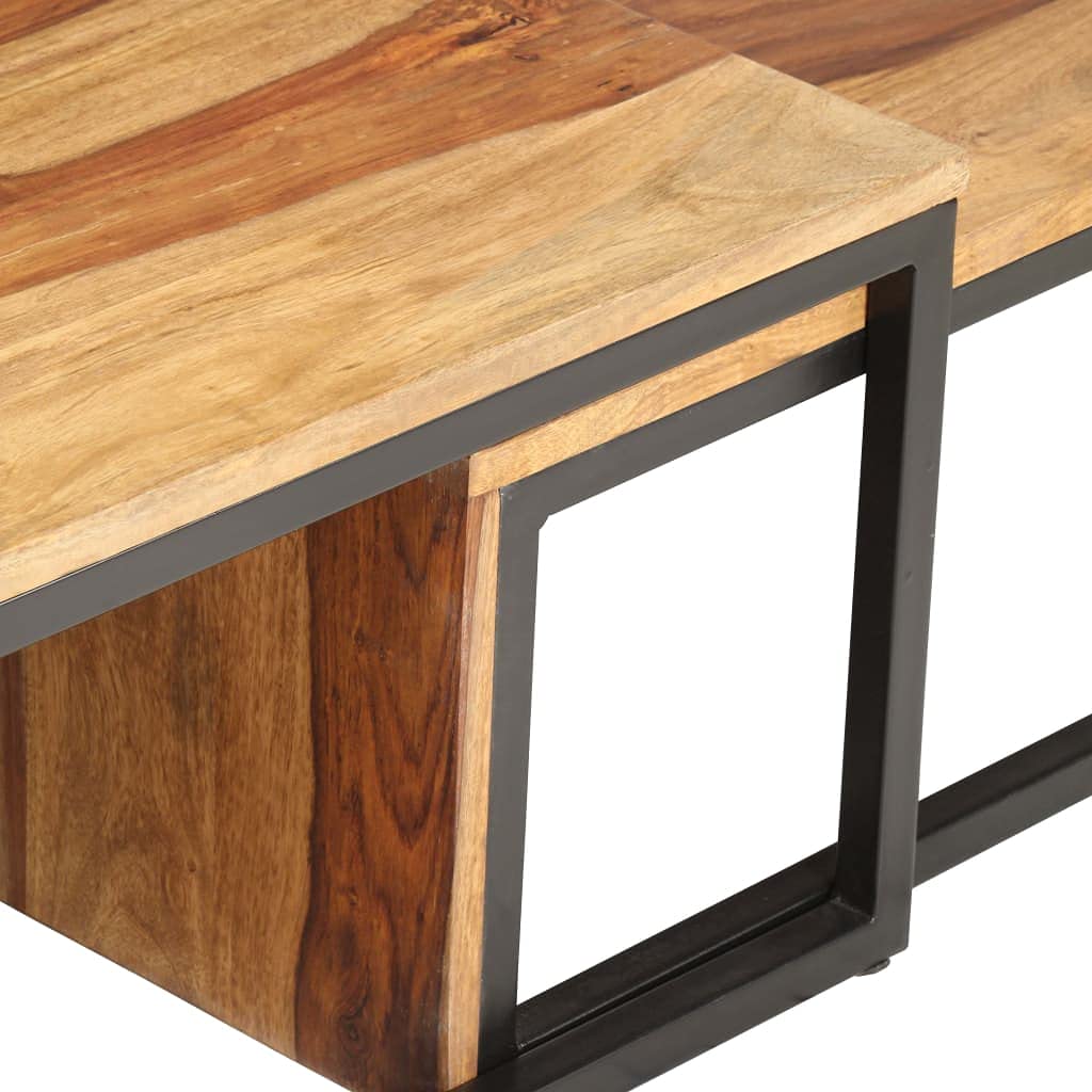 2 Pcs Solid Sheesham Wood Nesting Tables D5031