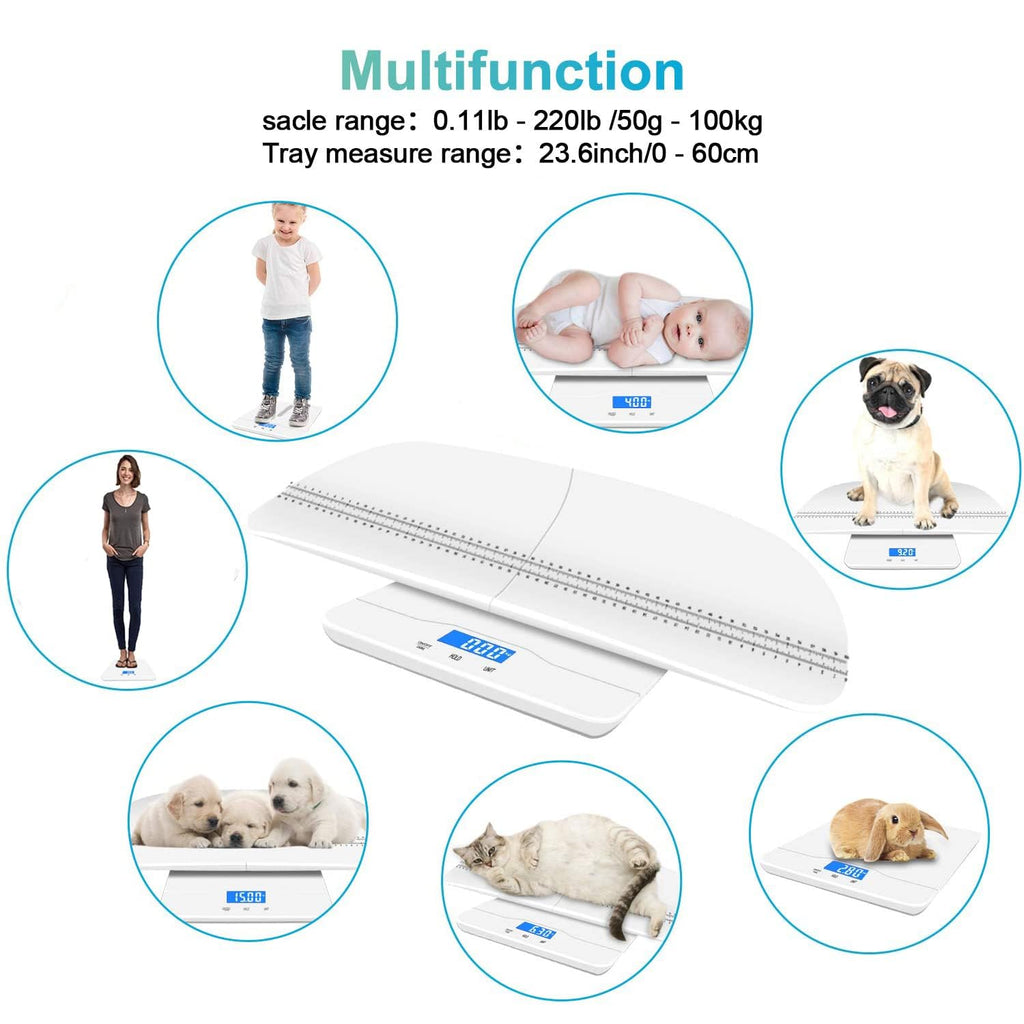 Digital Pet Scale with 3 Weighing Modes, Max 220 lbs, White M70124