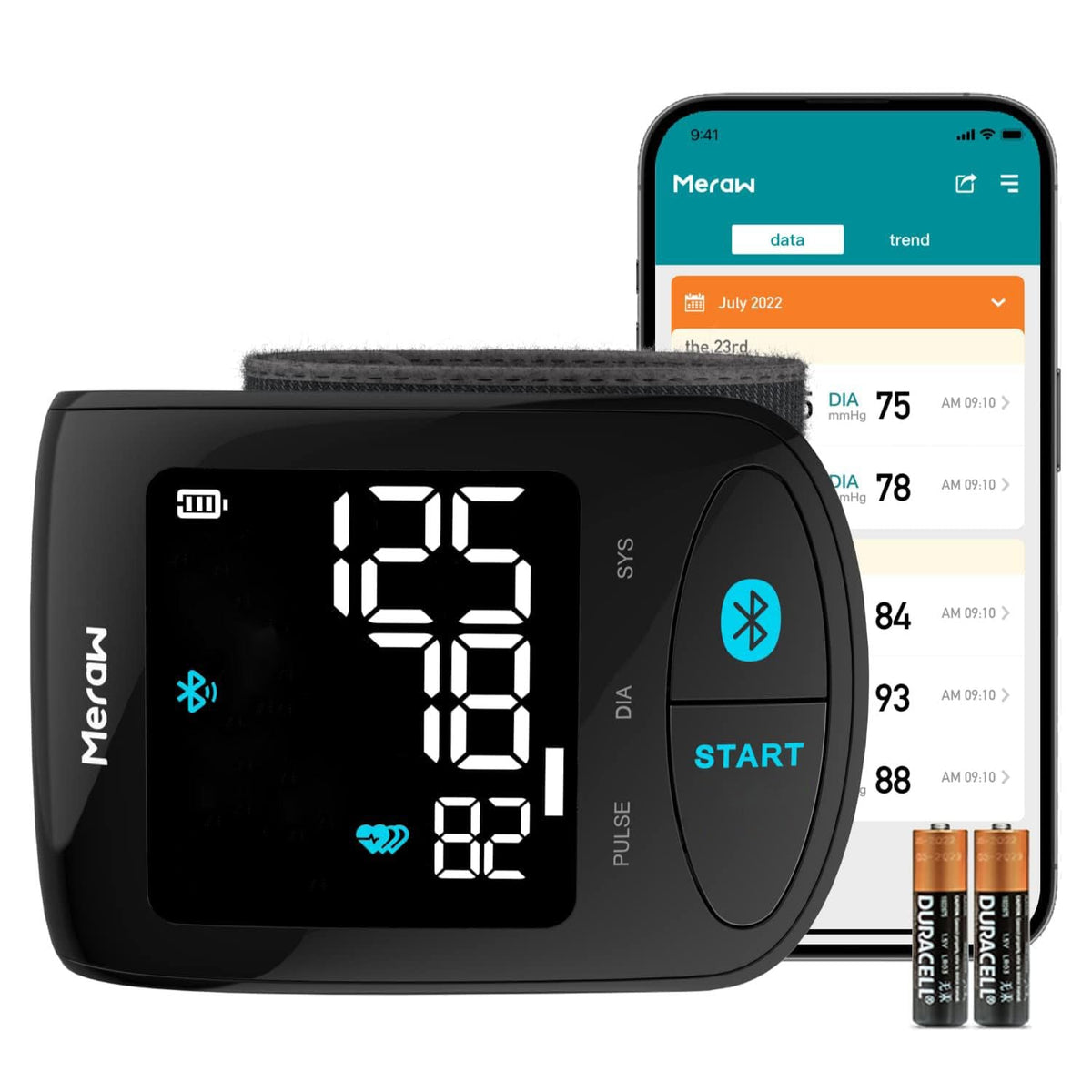 Blood Pressure Monitor Adult Cuff Wrist Automatic Bluetooth Black A9234