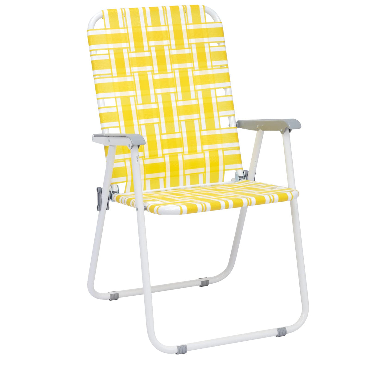 Set of 2 Yellow & White Webbed Folding Chairs S72830