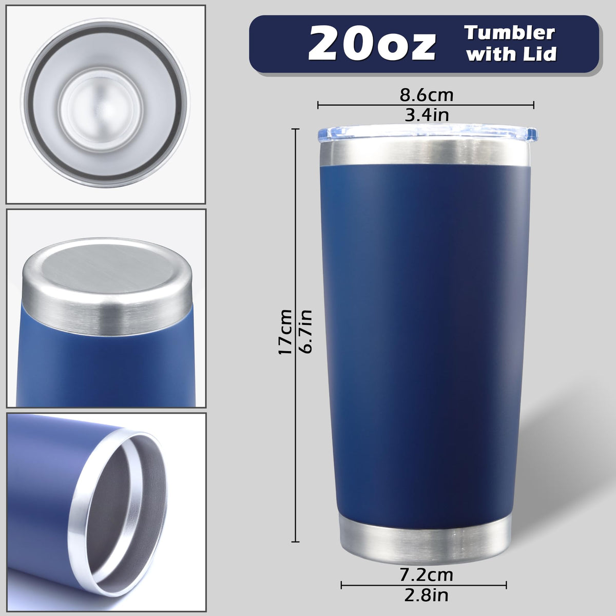 20oz Insulated Stainless Steel Tumbler with Lid Navy Q61625