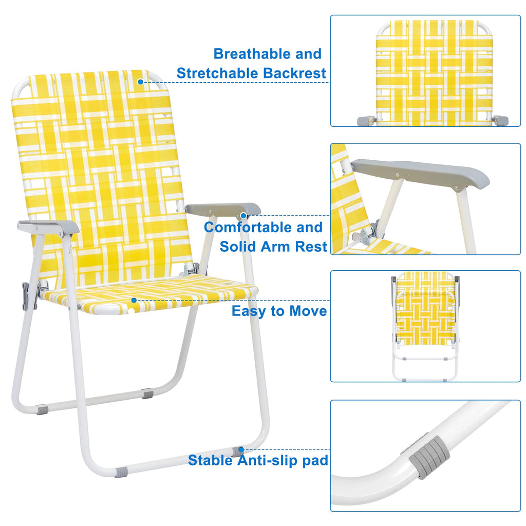 Set of 2 Yellow & White Webbed Folding Chairs S72830