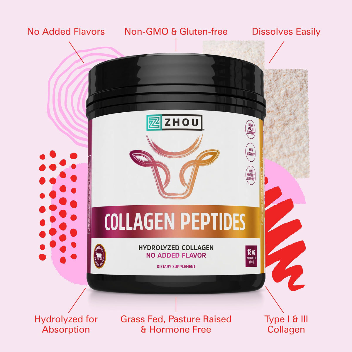 Collagen Peptides Supplement 18 oz Jar N77161