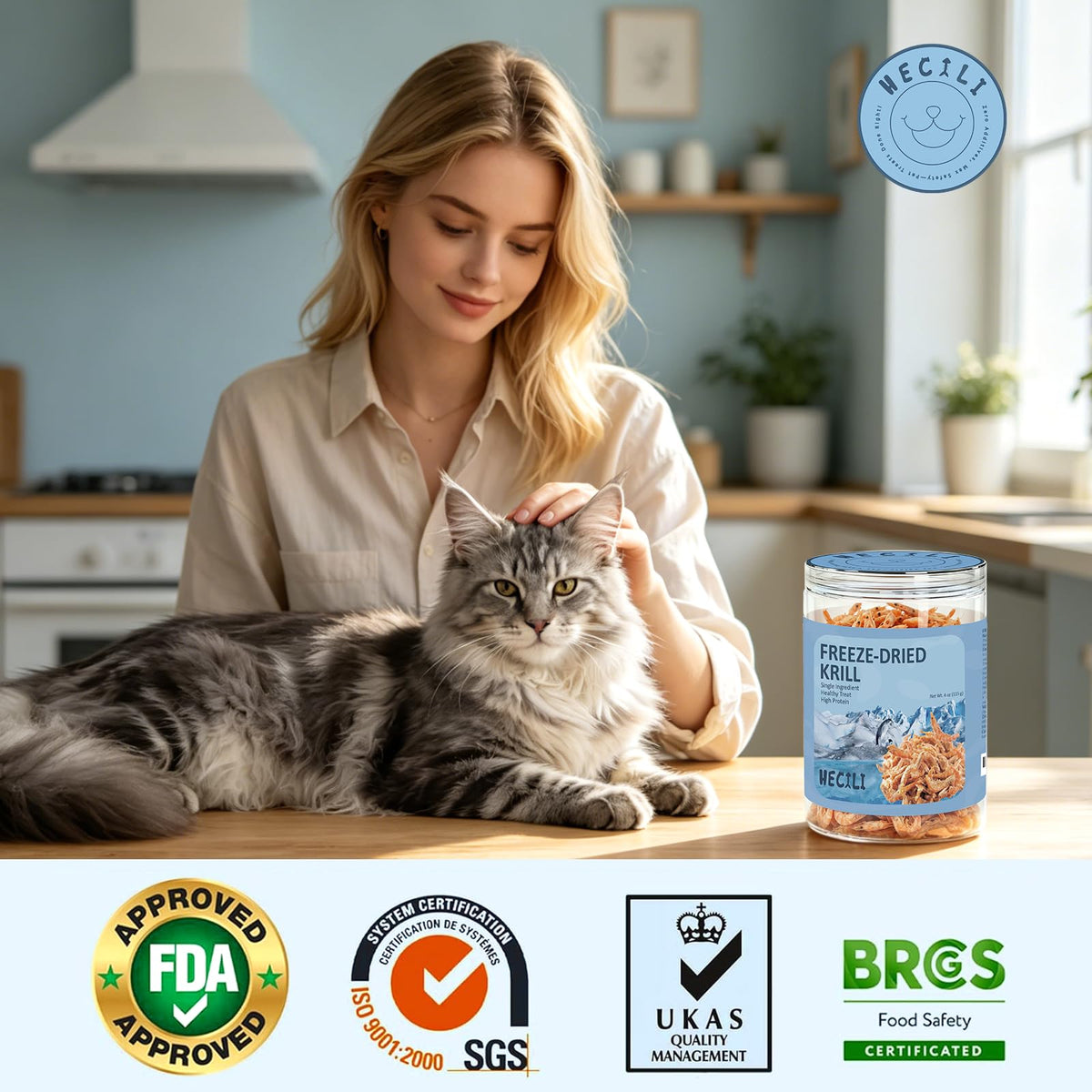 Freeze Dried Antarctic Krill Treats for Dogs & Cats, Omega-3, 4 oz P35363