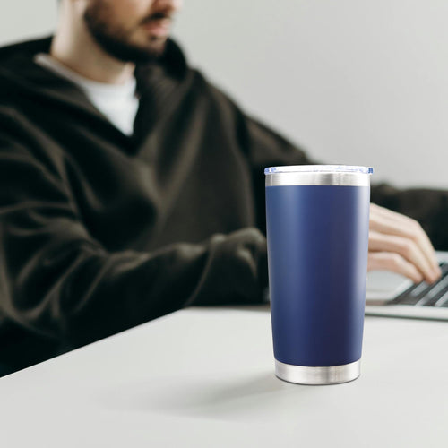 20oz Insulated Stainless Steel Tumbler with Lid Navy Q61625