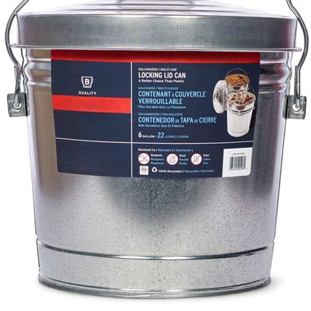 Galvanized Steel Locking Lid Storage Can 6-Gallon B428