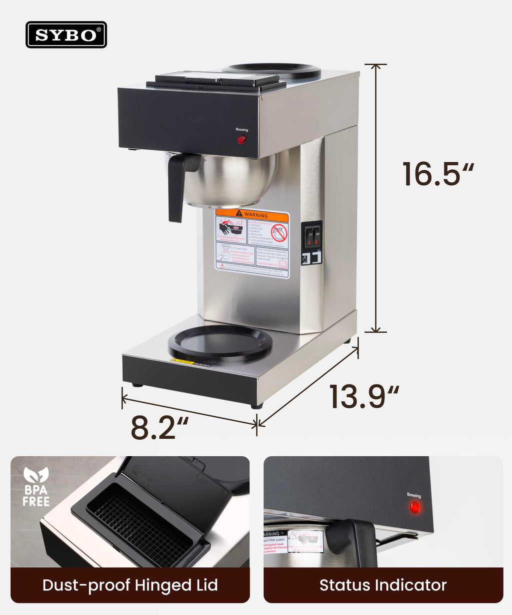 Commercial Pour Over Coffee Maker with 2 Warmers G311040