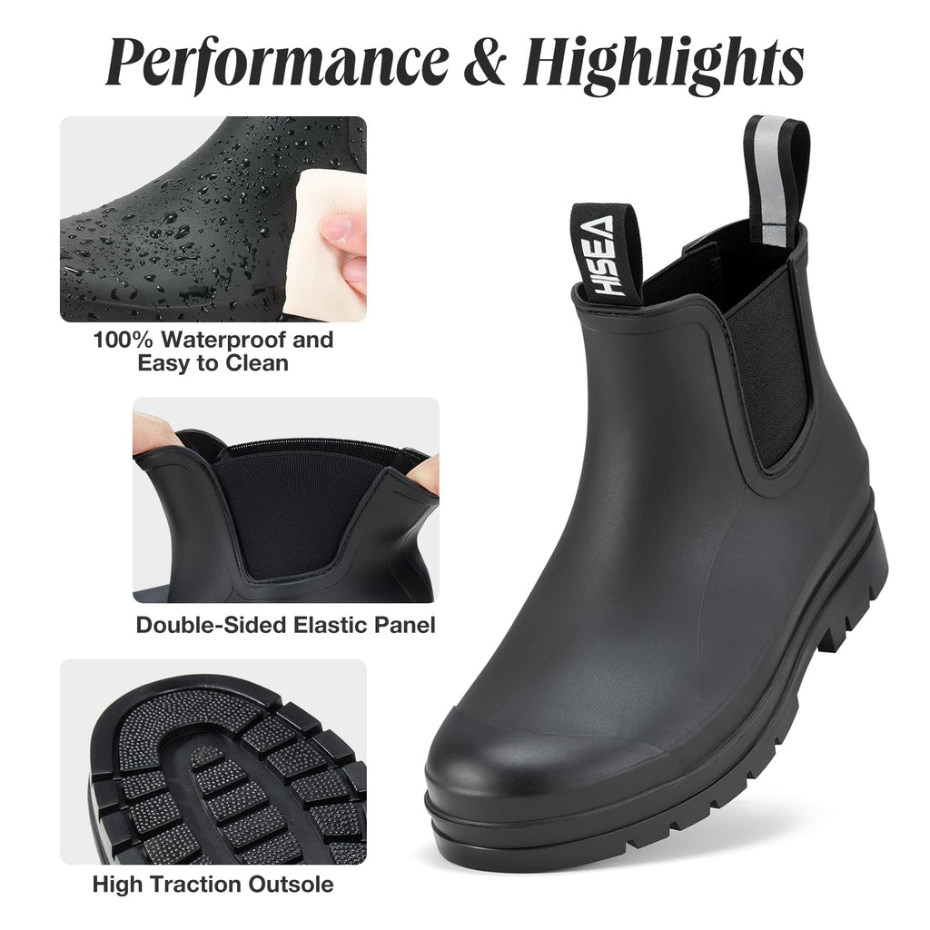 Women's Waterproof Ankle Chelsea Rain Boots Y3421