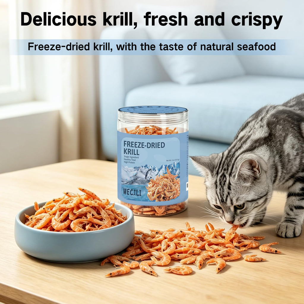 Freeze Dried Antarctic Krill Treats for Dogs & Cats, Omega-3, 4 oz P35363