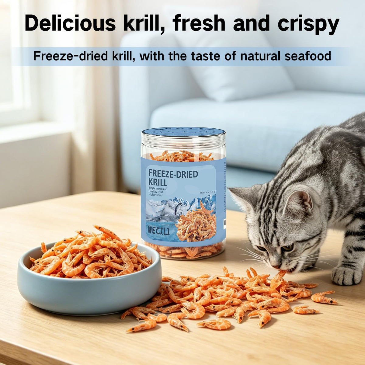 Freeze Dried Antarctic Krill Treats for Dogs & Cats, Omega-3, 4 oz P35363