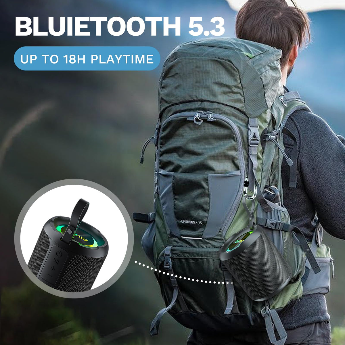 40W Wireless Portable Bluetooth Speaker with Lights, IPX7 Waterproof I72766