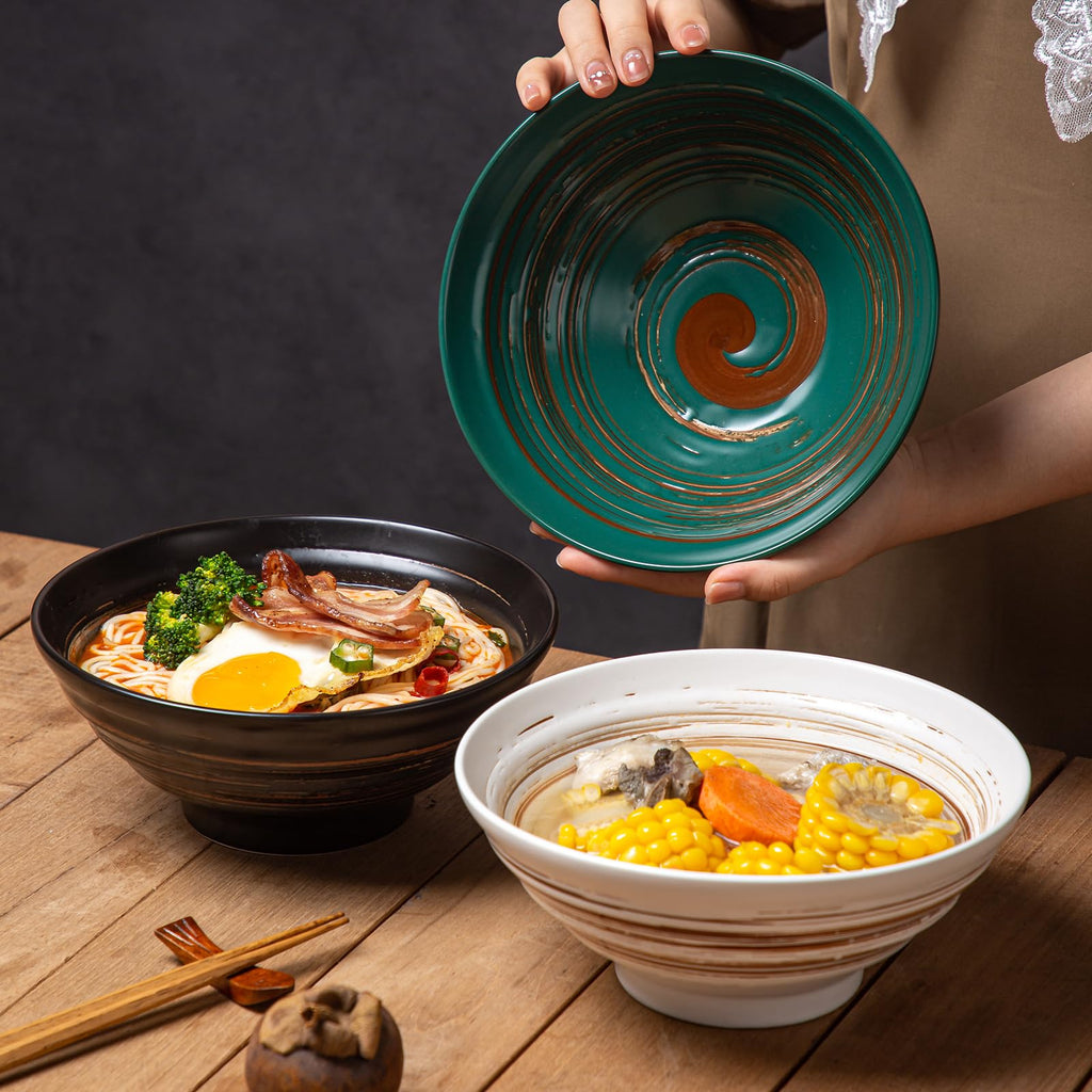 Multicolor Ceramic Ramen Bowl Set of 4 D597