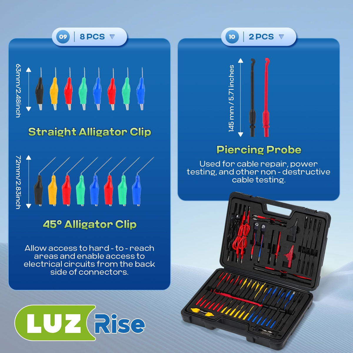 110 Pc Automotive Multimeter Test Leads Kit with Alligator Clips, Banana Plugs & Probes G20244