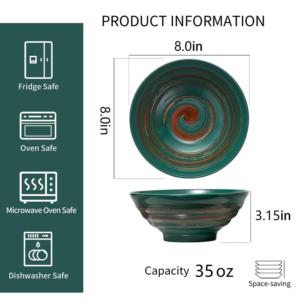 Multicolor Ceramic Ramen Bowl Set of 4 D597