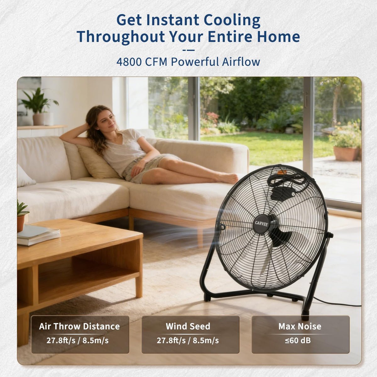 20 Inch 3 Speed High Velocity Floor Fan M204